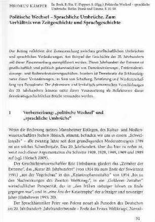 Politische Wechsel – sprachliche Umbrüche