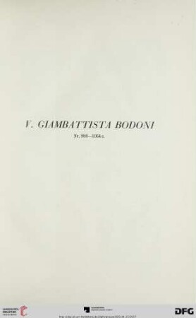 V. Giambattista Bodoni (Nr. 886-1054c)