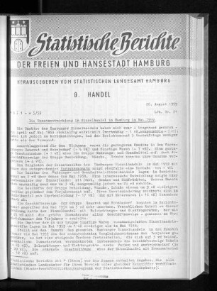 Die Umsatzentwicklung im Einzelhandel in Hamburg im Mai 1959 : Lfd. Nr. 21