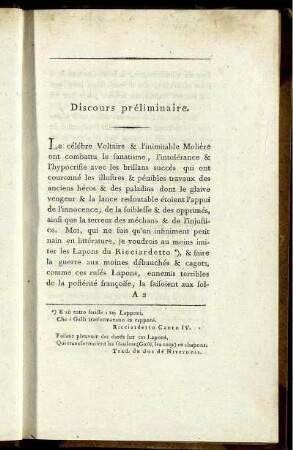 Discours préliminaire.