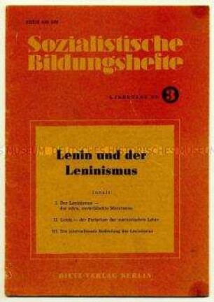 Schulungsheft der SED zum Thema Leninismus