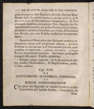 XIII. De Contubernio Academico, Stipendiis, et eorum administratione.