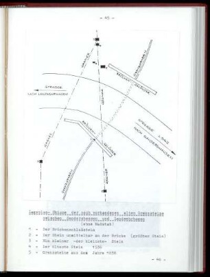 Lageplan-Skizze der noch vorhandenen alten Grenzsteine