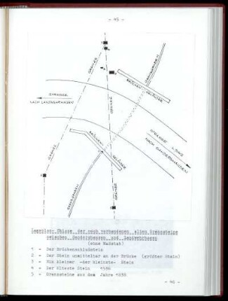 Lageplan-Skizze der noch vorhandenen alten Grenzsteine