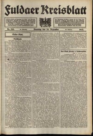 Erste Ausgabe vom Dienstag, den 30. Dezember 1913.