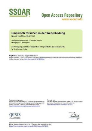 Empirisch forschen in der Weiterbildung