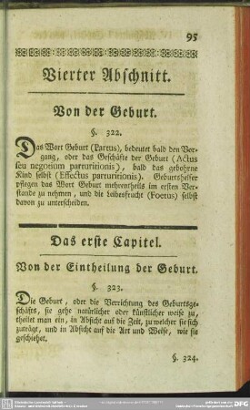 Vierter Abschnitt. Von der Geburt