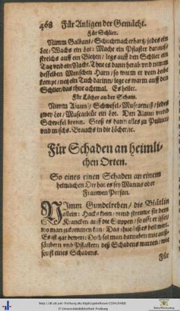 Für Schaden an heimlichen Orten
