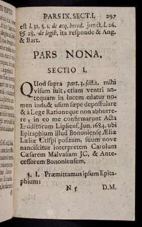 297-374, Pars Nona