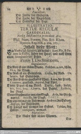 Illustratio Tertiae Regulae Cardinalis. Verba Substantiva praecedunt &c.