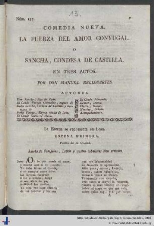 Comedia Nueva: La Fuerza Del Amor Conyugal.