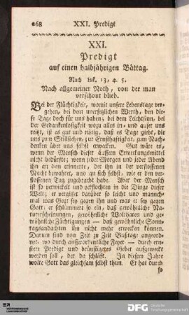XXI. Predigt auf einen halbjährigen Bättag.