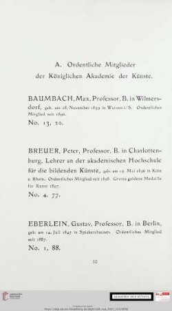 A. Ordentliche Mitglieder der Königlichen Akademie der Künste