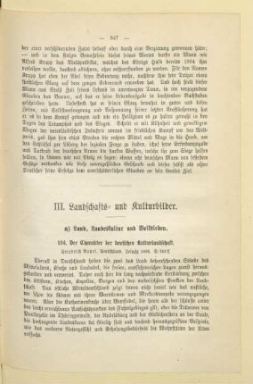 a) Land, Landeskultur und Volksleben