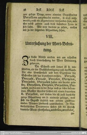 VIII. Untersuchung der Wort-Bedeutung