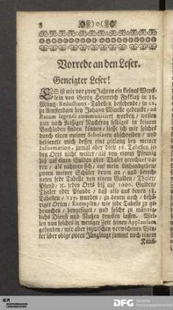 Vorrede an den Leser.