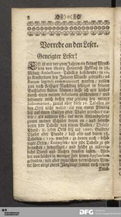 Vorrede an den Leser.
