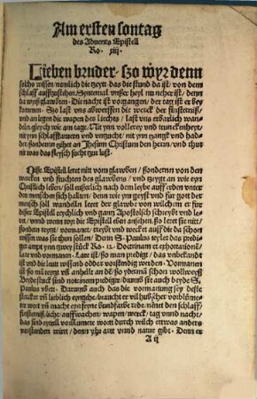 Auszlegung der Epistell vnnd Euangelii des Aduents