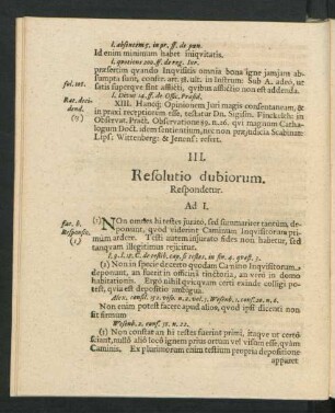 III. Resolutio dubiorum. Respondetur.