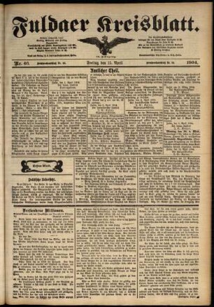 Erste Ausgabe vom Freitag, den 15. April 1904.