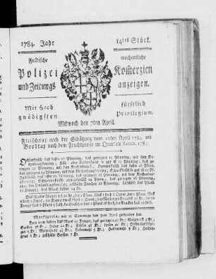 14tes Stück., Ausgabe vom 7. April 1784