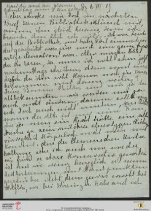 Heid. Hs. 3487,483: Brief von Marie Luise Gothein an Eberhard Gothein