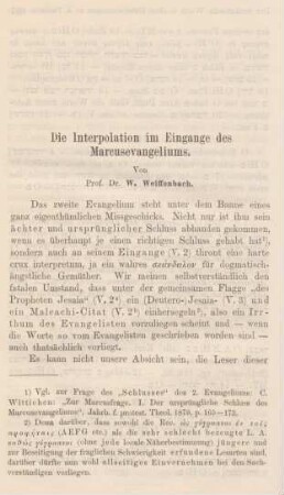 668-680 Die Interpolation im Eingange des Marcusevangeliums