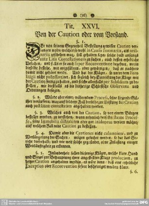 Tit. XXVI. Von der Caution oder vom Vorstand