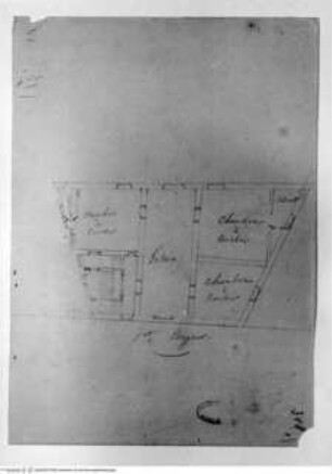 Entwurf für ein Wohnhaus, Grundriss des Grundriss des ersten Obergeschosses, vorbereitende Zeichnung