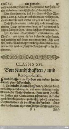CLASSIS XVI - XX