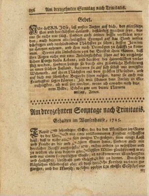 Am dreyzehnten Sonntage nach Trinitatis.