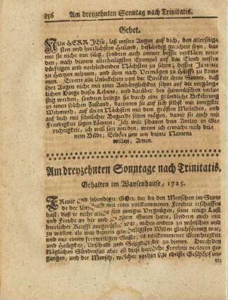 Am dreyzehnten Sonntage nach Trinitatis.