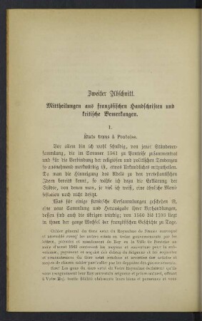 Zweiter Abschnitt. Mittheilungen aus französischen Handschriften und kritische Bemerkungen.