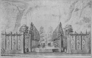 Das Theatrum, wie es am Tage des Berg-Wercks-Festes im Plauischen Grund ohnweit Dreßden gestanden am 26. September 1719