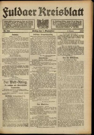 Ausgabe vom Freitag, den 07. September 1917.