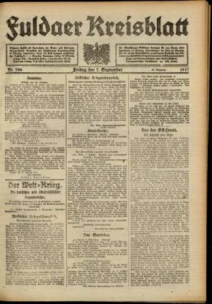 Ausgabe vom Freitag, den 07. September 1917.