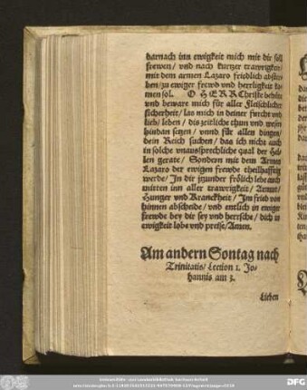 Am andern Sontag nach Trinitatis/ Lection 1. Johannis am 3.