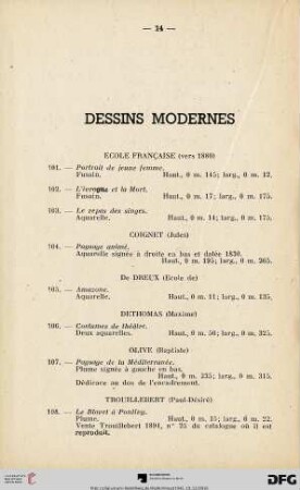 Dessins modernes (Nr. 101-108)