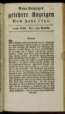 100tes Stück. Den 15ten Decembr.