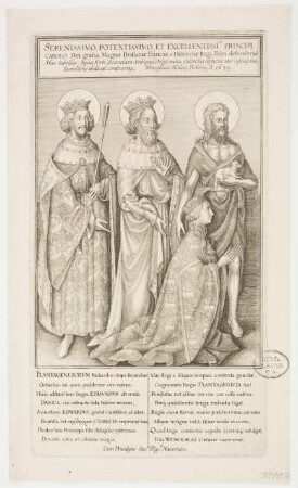 Kniender König Richard II. vor den Königen Edmund von Dänemark, Eduard der Bekenner und dem heiligen Johannes der Täufer