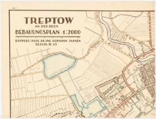 Bebauungsplan der Stadterweiterung, Treptow/Rega: Grundplan und Lageplan 1:2000, bestehend aus vier Blättern: Inv.Nr. 21409, 21410, 21411, 21412, hier Blatt 1, Maßstabsleiste