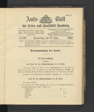 No.139, Donnerstag, den 19. Juni 1919