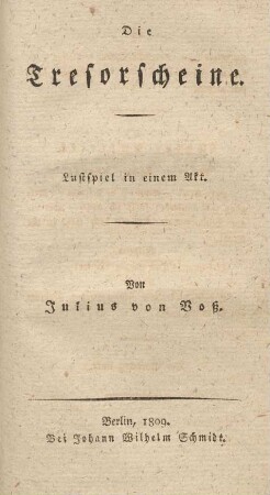 Die Tresorscheine : Lustspiel in einem Akt