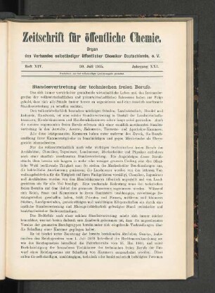 Heft XIV. 30. Juli 1915