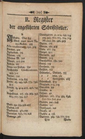 II. Register der angeführten Schriftsteller
