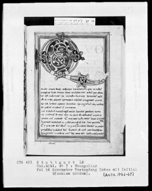 Evangeliar — Initiale Q (uoniam quidem), Folio 56recto