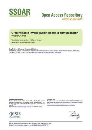 Creatividad e investigación sobre la comunicación