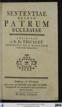 Sententiae Sacrae Patrum Ecclesiae