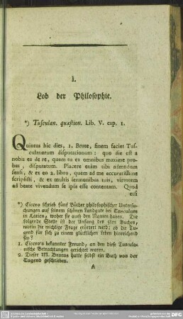 I. Lob der Philosophie