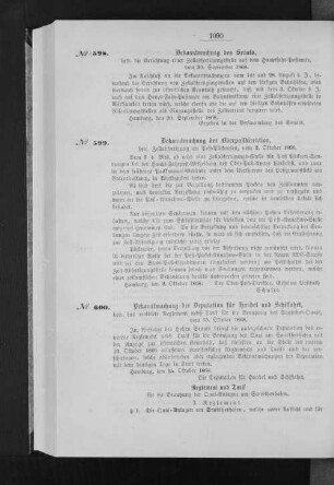 Bekanntmachung der Deputation für Handel und Schiffahrt, betr. das revidirte Reglement nebst Tarif für die Benutzung des Sandthor-Quais, vom 15. Oktober 1868.